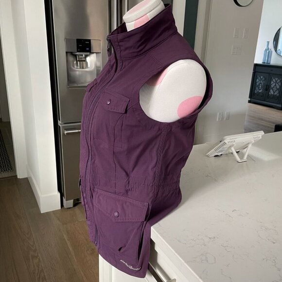 Eddie Bauer Travex High Neck Full Zip Multi Pockets Nylon Vest Purple Sz XS - Picture 5 of 14